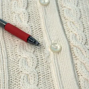 Knits Landing | M | VINTAGE 80's Cream Cable Knit Long Line Cardigan Sweater thumbnail 6