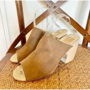 Dolce vita tan leather slide wood heels size 9 thumbnail 7