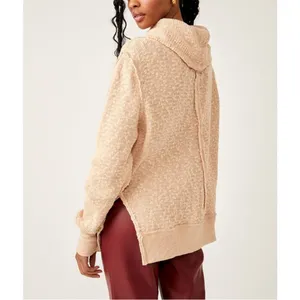 Free People We The Free Tommy Turtleneck Textured Sweater Toasted Almond Beige M thumbnail 2