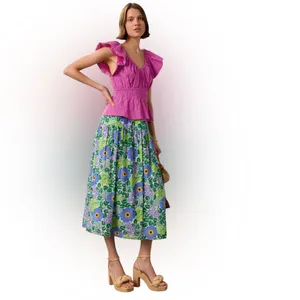 Marie Oliver- Lydia Pink Ruffled Top Size Small thumbnail 2