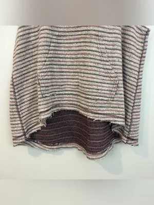 Free People Striped Sleevless Terry Cloth Hooded Plum/Mauve Sweater vest/top XS thumbnail 11