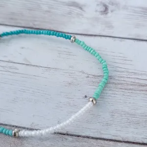 Green/Teal Tones Thin and Dainty Stretch Bracelet thumbnail 4