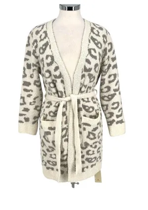 Comfyluxe Leopard Print Luxury Soft Robe Cream Ivory Gray One Size NWT Cozy Core thumbnail 1