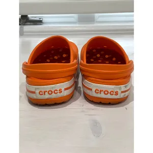 Crocs Classic Clog Bright Orange White Stripe Size 6 M‎ 8 W thumbnail 3