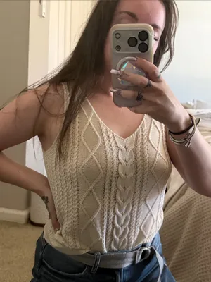 SHEIN Cream Cable Knit Tank Top thumbnail 7