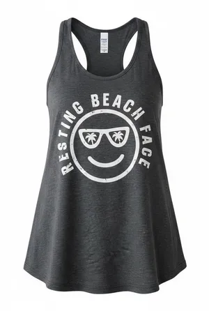 Source‎ Unknown Charcoal Gray Graphic Tank Top - White Print thumbnail 1
