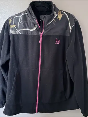 Bushmaster Womens Camo Fleece Jacket Large Pink Accent Full Zip RealTree thumbnail 1