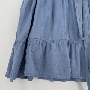 Old Navy XXL Blue Embroidered Tiered Mini Skirt Cotton Rayon Tie Waist Boho Chic thumbnail 5