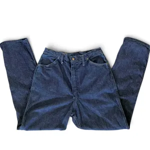 Vintage Wrangler High-Rise Tapered Straight Leg Blue Denim Jeans Made in USA L thumbnail 9