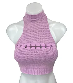 Urban Outfitters Purple Sleeveless Waffle Knit Racerback Mock Neck Crop Top M/L thumbnail 1