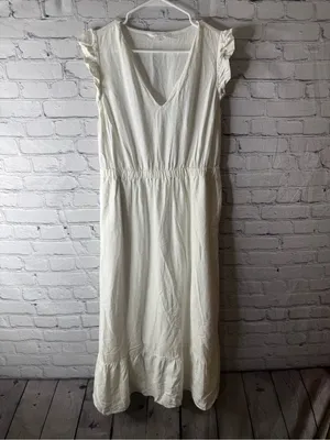 Pop sugar linen blend ruffle sleeve maxi dress size large thumbnail 2