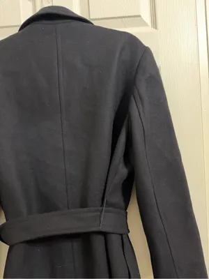 Zara Manteco Wool Wrap Black Long Length Coat thumbnail 10