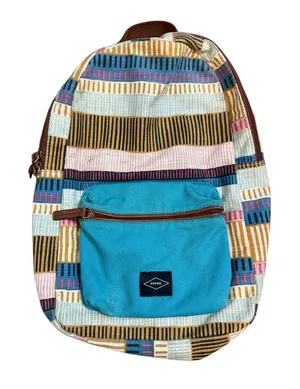 Fossil Multicolor Canvas Backpack Teal Blue Front Pocket Boho Retro‎ Style thumbnail 1