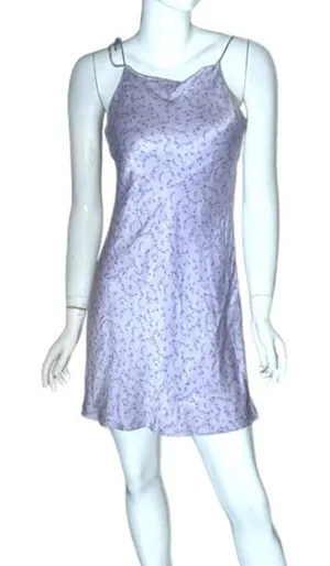 Zara straps slip‎ purple ditsy floral spaghetti dress medium satin thumbnail 1