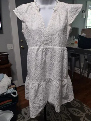 Dear john White Eyelet V-Neck Summer Dress thumbnail 1