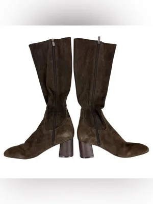 NYDJ Taluha Brown Faux Stretch Suede Knee High Block Heel Boots Size 9‎ thumbnail 6