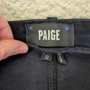 Paige Claudine Thin Denali‎ Flare Jeans Dark Indigo Seamed Trousers Women's 32 thumbnail 3