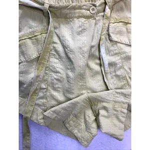 Free People Shorts Women Medium Yellow Linen Blend Tie Waist Utility Casual thumbnail 4
