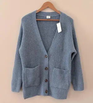 New Abercrombie & Fitch Chunky Knit Soft A&F Wool Blend Oversized Blue Size M thumbnail 3