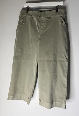 Spanx Stretch Twill Cropped Wide Leg Pants Olive Green Plus Size 1X thumbnail 1