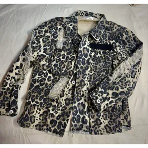Dance And Marvel Leopard Distressed denim Jacket, Fits Med (D27) thumbnail 5