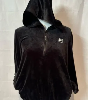 Fila Black Velour Women's Hoodie thumbnail 2