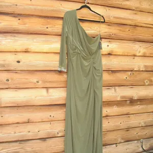 Mac Duggal 55696 Womens Olive ONE SLEEVE BEADED CUFF SIDE TWIST GOWN thumbnail 7