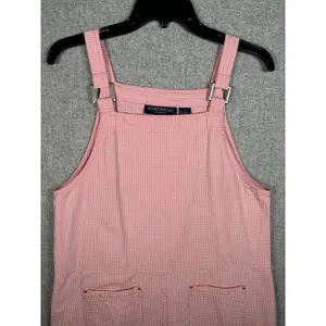 Vintage Mountain Lake Casuals Medium Overalls Dress Red Checkered Cotton Pockets thumbnail 4