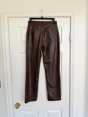 Abercrombie & Fitch 90s Straight Ultra High Rise Brown Faux Leather Pants 27 4 thumbnail 6