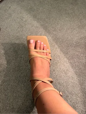 Nude Strappy Square-Toe Women's Sandals thumbnail 4