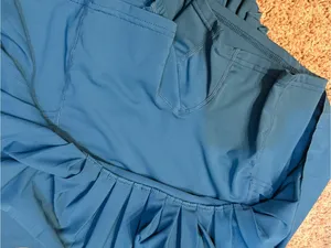 Pleated Teal Blue Womens Skirt thumbnail 3