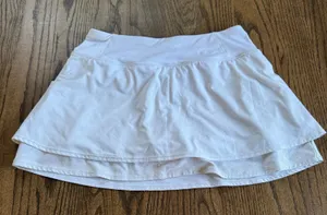 Athleta Womens White Layered Flounce Skort Skirt Attached Shorts Size Small thumbnail 1
