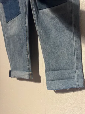 Universal Threads Patchwork Boyfriend Jeans Light Wash Sz 8 29R Boho Distressed thumbnail 3