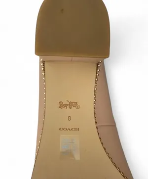 Coach Pointed Low Block Heel Pumps in Tan with Beaded Trim thumbnail 6