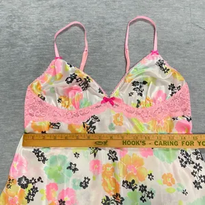 Victoria Secret M Floral Satin Lace Trim Slip Dress Lingerie Babydoll Cottage‎ thumbnail 9