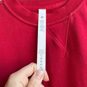 Lululemon All Yours Red Fleece Crewneck Sweatshirt Women’s Size 4 Rip Tag Small thumbnail 4