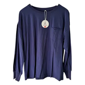 ANRABESS Women's Long Sleeve Pocket‎ Top, Relaxed Fit, Navy Blue, Size L thumbnail 2