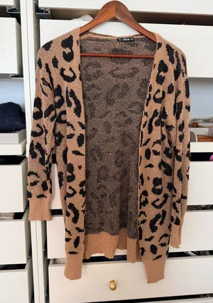 SheIn Black and Tan Leopard Cardigan thumbnail 1