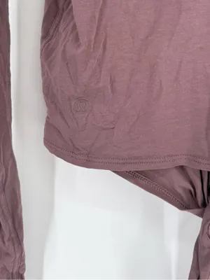 Lululemon Time‎ to Restore Long Sleeve Tie Cropped Top Antique Bark Purple thumbnail 5