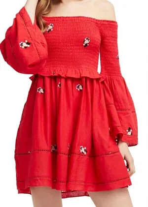 Free People Counting Daisies Embroidered Mini Dress Size S thumbnail 1