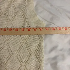🧶 Vintage Amana Woolen Mill White Knit Button Front Sweater Vest | Size L thumbnail 4