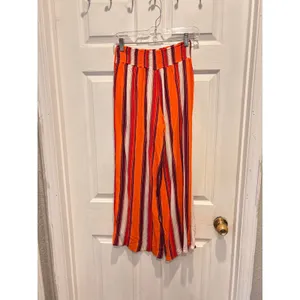ILLA ILLA Womens Orange Striped Smocked High Waist‎ Wide Leg Palazzo Pants L thumbnail 4
