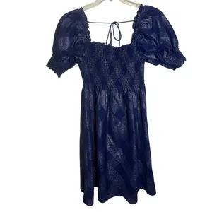 Hill House Athena Nap Dress in Navy Glitter Check Women’s Sz. L thumbnail 2