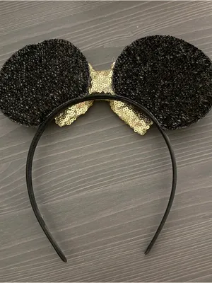 Mouse Black and Gold Ears Headband with Sequins thumbnail 2