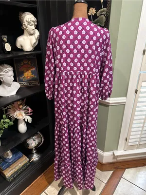 Cezele Print Three Quarter Puff Sleeve Maxi Dress size small thumbnail 7