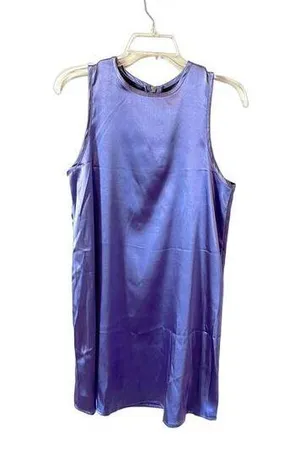 Urban Outfitters Kimchi Blue Satin Shift Mini Dress Purple Size Small NEW thumbnail 1
