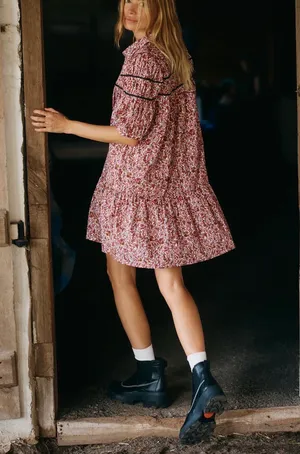 Anthropologie Maeve The Leandra Shirred Yoke Button Front Mini Dress, Size S thumbnail 5