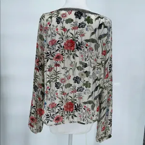 Loyd/Ford Plam Spring Women's Long-Sleeve Lace Floral Sheer Blouse Size L thumbnail 5