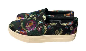 Floral Embroidered Slip-On Sneakers‎ Platform Shoes Colorful Casual Loafers S-40 thumbnail 1