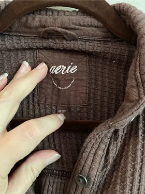 Aerie Canyon Sun Anytime Fave Waffle Shirt Oversized Shacket Size XS thumbnail 3